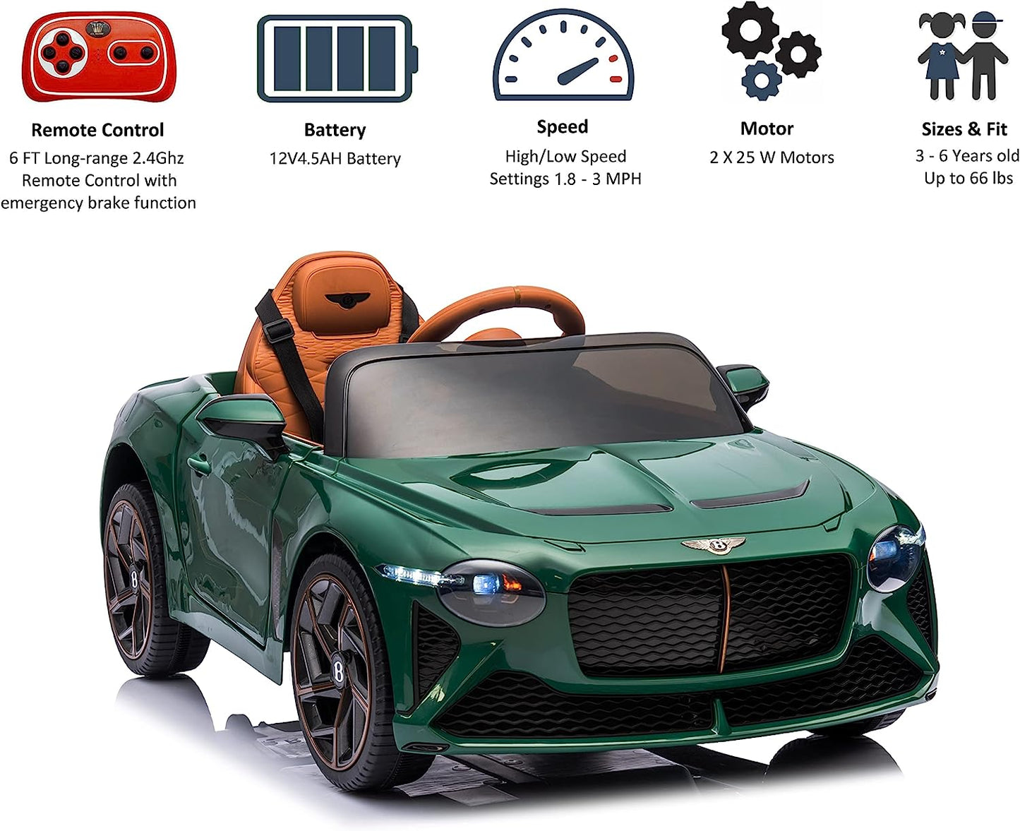 WUBEN 12v Ride on Car for Kids Licensed Bentley Mulsanne Battery Powered Electric Toy for Child with 2.4G Remote Control
