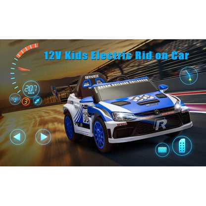 12V Kids Ride on Car Kids Electric Vehicle Toy, Battery Powered Toy Car w/Remote Control, 2 Speed, Bluetooth, LED Light, Ride On Race Toy, Blue