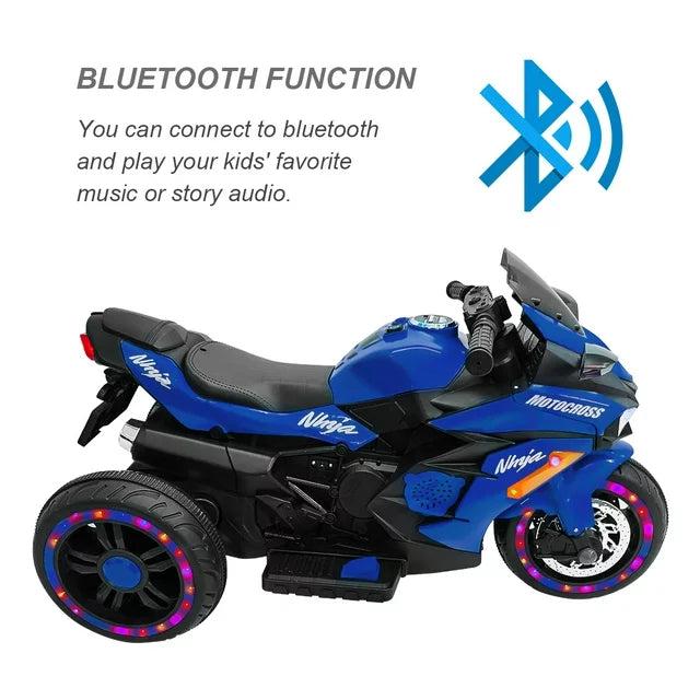YOMYM Ride on Toys 12v Motorcycle for Kids, Battery Powered Ride on Motorcycle for Child with LED Lights Music for Boys Girls