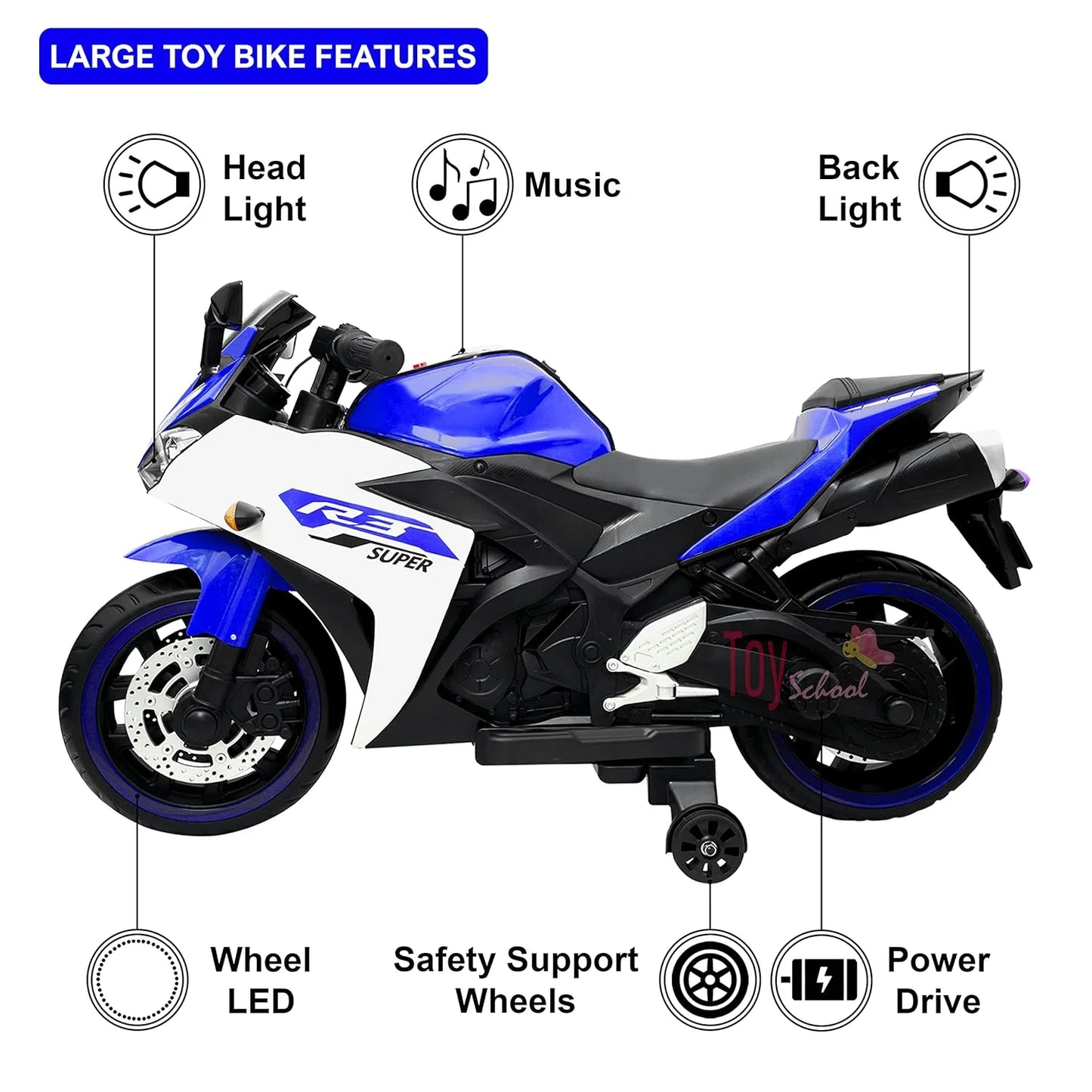 Kids Motorcycle Ride On Toy, 2 Seats Battery Powered Ride On Bike, Electric Motorcycle for Kids Ages 3-8 Years, 4Mph Max, Christmas Toy Gifts,Blue