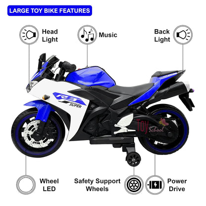 Kids Motorcycle Ride On Toy, 2 Seats Battery Powered Ride On Bike, Electric Motorcycle for Kids Ages 3-8 Years, 4Mph Max, Christmas Toy Gifts,Blue