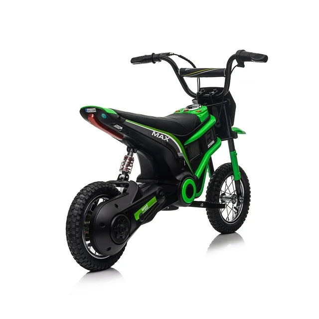 HNH 24V 350W Electric Dirt Bike Ride on Toy Motorcycle for Kids Age for 6-12, 14Mph, 2 Speeds, Hand-Operated Dual Brakes, Twist Grip Throttle，MP3