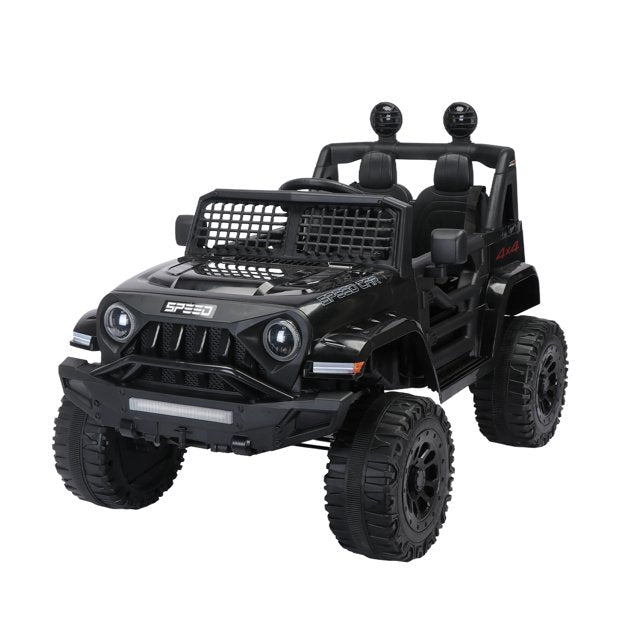 WUBEN 12V Kids Ride on Truck Battery Powered Ride on Toy Car with Remote for Child,Spring Suspension Black