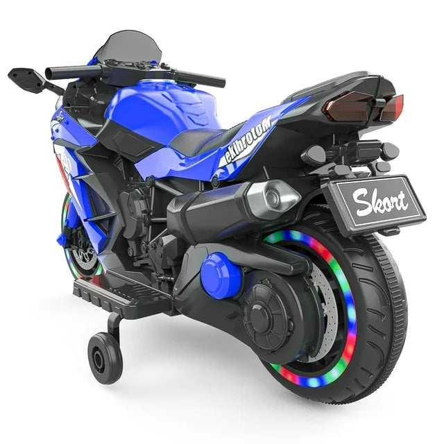 Werseon Kids Motorcycle, Ride on Motorcycle Toys Electric Motorcycle with LED Lights, 12V Motorcycle for 3-6 Year Kids, Blue