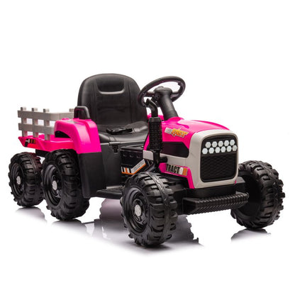 HNH 24V Ride on Toy,Kids Ride On Tractor with Trailer & Remote,Electric Car Toy with Bluetooth