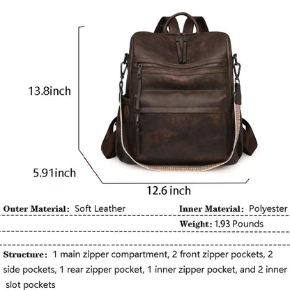 HONGLONG Womens Backpack Purse Leather Backpack Purse for Women Travel Fashion Backpack Designer Ladies Shoulder Bags, Coffee