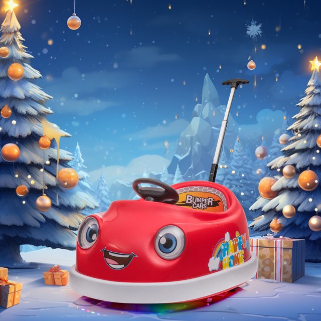 HNH 12V 3 in 1 Toddler Bumper Car with Remote Control Ride on Toy Car with Dinner Plate, Rocking Horse Mode