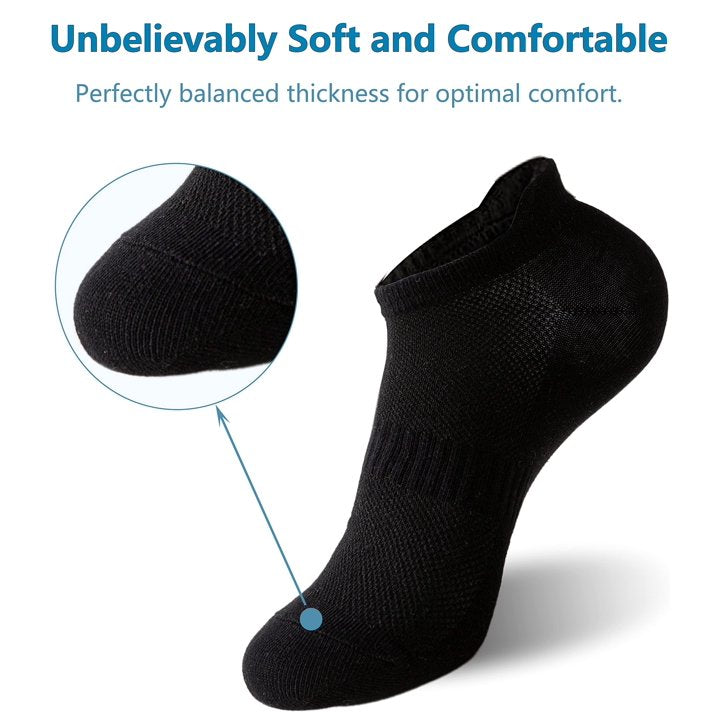 YOMYM 6 Pairs Womens Ankle Running Hiking Socks Thick Cushion Socks for Women, Black