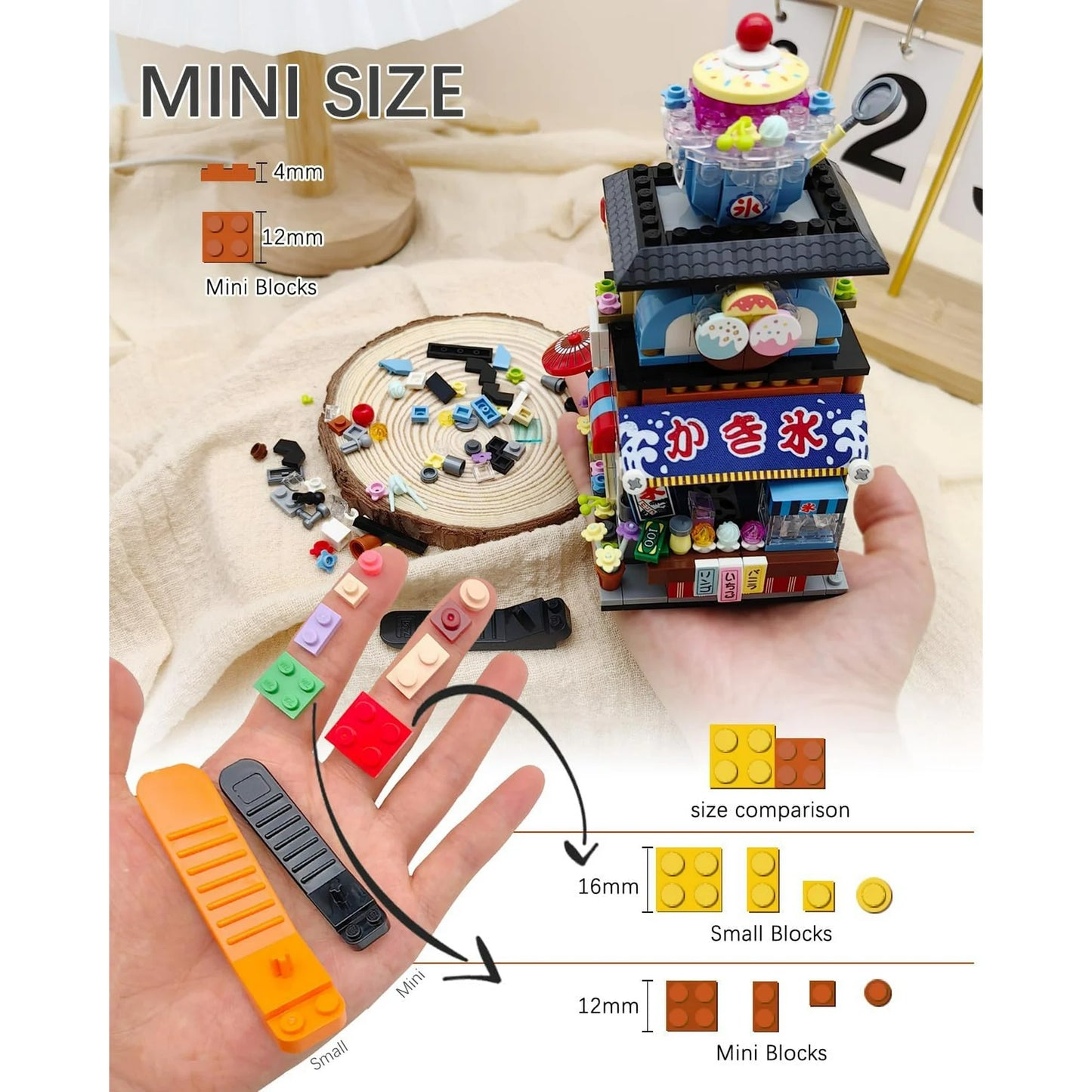 ZOGYMOZ 668Pcs Japanese Building Blocks Set, Ice Cream Shop Simulation Creative Model, Mini Bricks Construction Building Toy, Gift for Kid Ages 6+