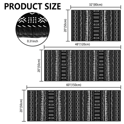 TECHVIDA Kitchen Rug Set 3 Piece,Non Slip Machine Washable Kitchen Mats,Boho Farmhouse Hallway Doormat for Home Decor