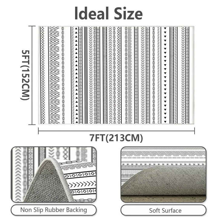 FoxHouse Large Living Room Area Rug 5x7,Modern Non-Slip Floor Carpet, Soft Machine Washable Rugs,Wool Rugs for Bedroom Zebra