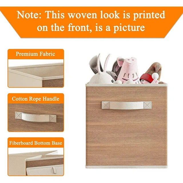 WERSEON Set of 6 Foldable Cube Storage Bins, 11 Inch Closet Organizers Bins and Storage Box-Wood Grain