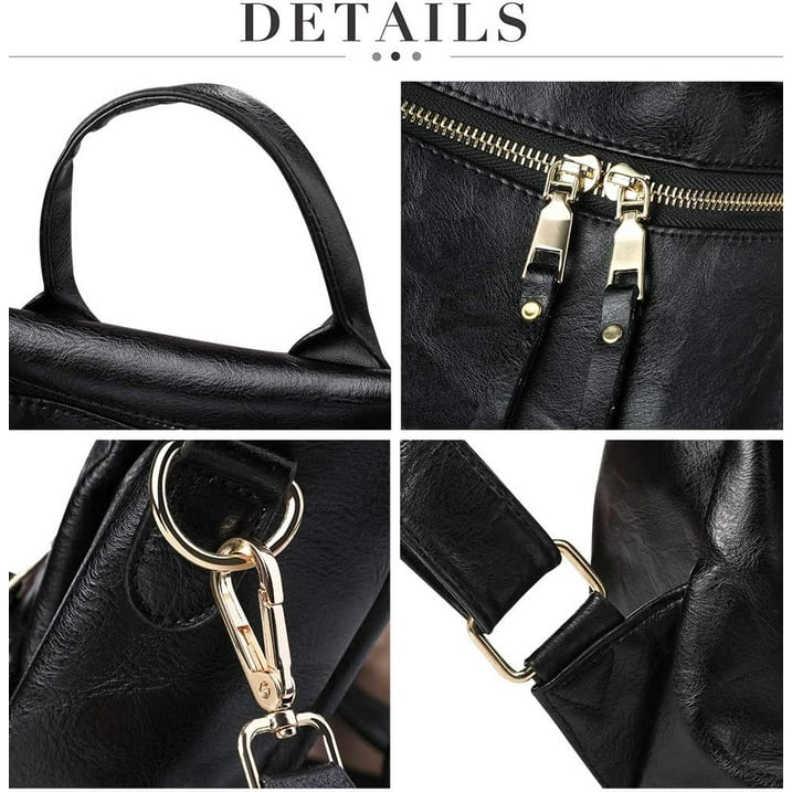 YOMYM PU Leather Backpack Purse For Women Convertible Ladies Fashion Casual Large School Shoulder Bags