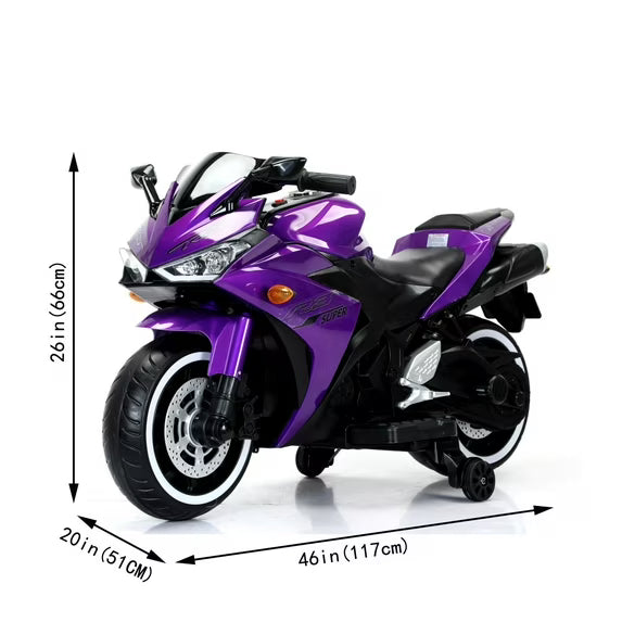 HNH 12V Ride on Motorcycle for Kids 3-8 Yeas, Battery Powered Dirt Bike for Child Electric Motorcycle with Light Wheels,Bluetooth, 4Mph