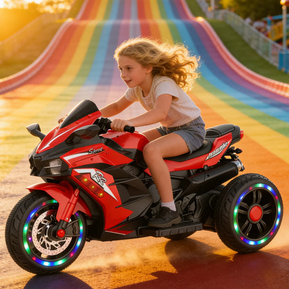 Zogymoz 12V Ride on Motorcycle for Kids, Battery Powered Motorcycle Toy with Bluetooth, Music, Light