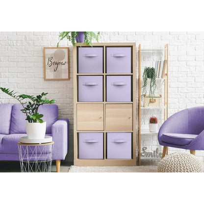WERSEON 6 Pcs Collapsible Cube Storage Bins, 11" Foldable Fabric Storage Cubes with Handle for Organizing Clothes, Toys-Purple