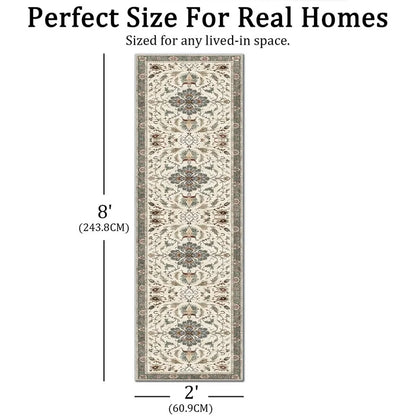 TECHVIDA 2'x8' Hallway Runner Rug Boho,Non Slip Machine Washable Rugs for Hallway Kitchen,Yellowish Brown