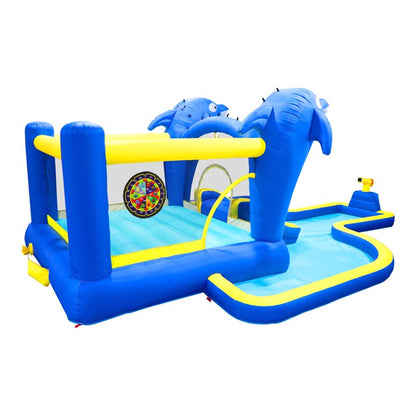 HONGLONG Outsunny 6-in-1 Kids Inflatable Bounce House with Water Slide, Pool, and Accessories