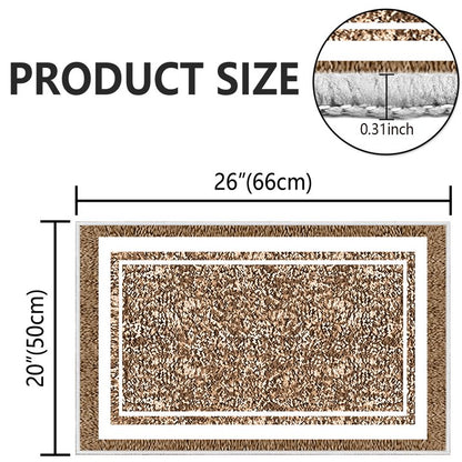 TECHVIDA Bathroom Rugs,Non-Slip Ultra Soft Bath Mat,Soft Absorbent Bathroom Rug and Bath Mat,Machine Washable,(18"x26",Dark Brown and White)