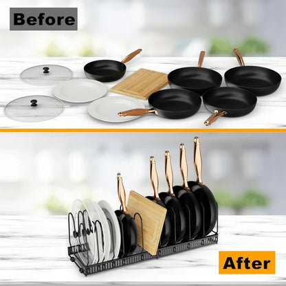 Werseon Expandable Pot Lid Organizer, Adjustable Pot Lid Holders for Cabinet, Pots and Pans Lid Rack,