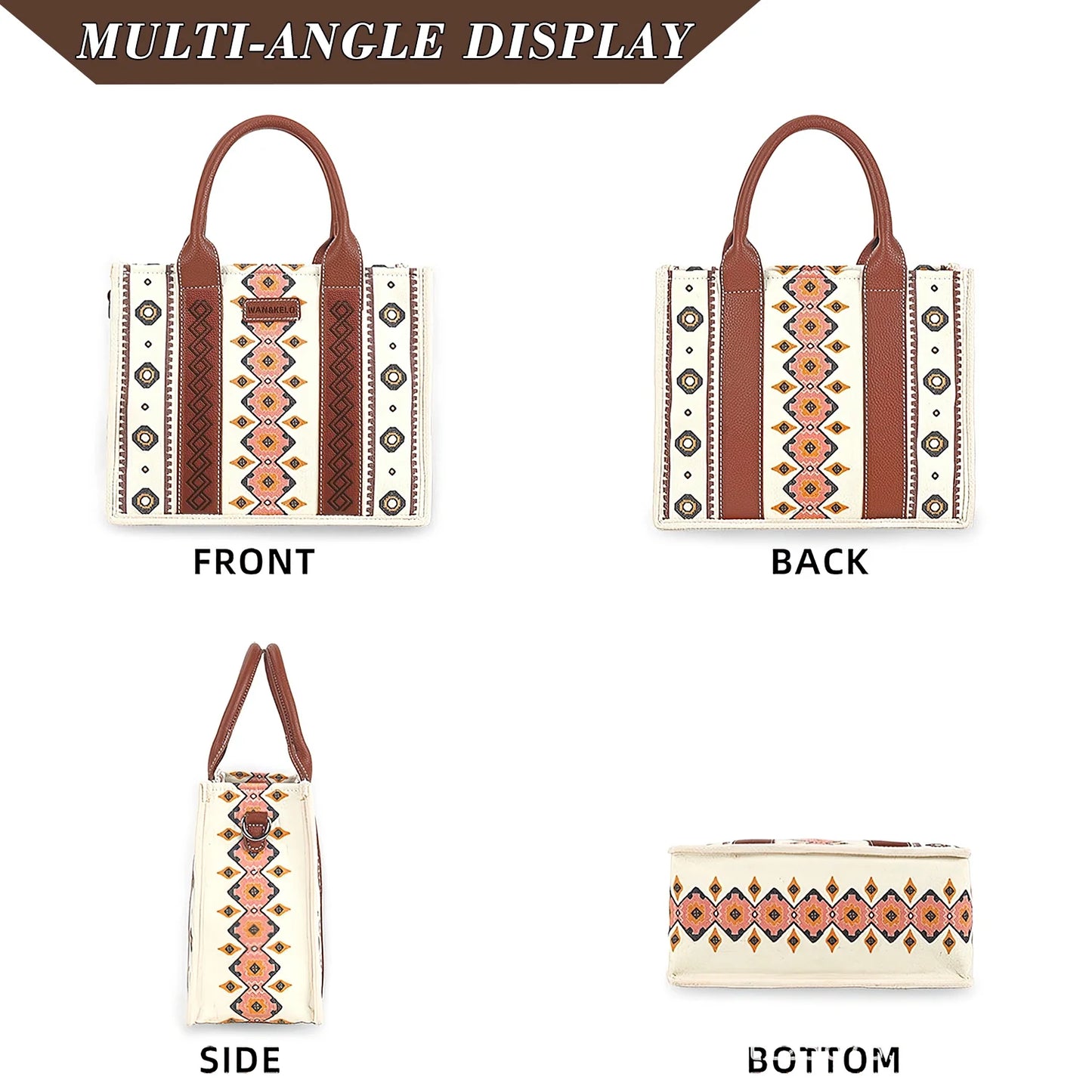 HONGLONG Western Handbag for Women,Vintage Women's Shoulder Bags Purse,Ladies Travel Tote Bags Boho Style-Beige