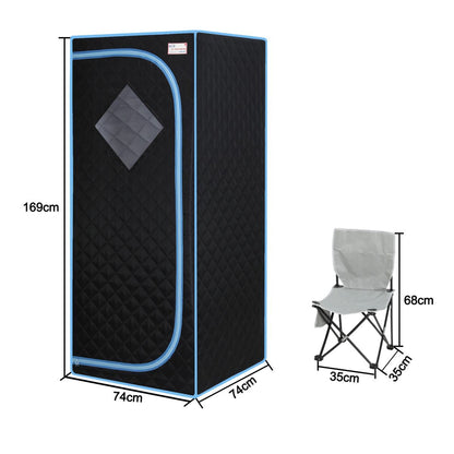 Home Sauna Box, Portable Full Body Infrared Sauna Box Home Spa with Heated Foot Pads and Portable Chair Cmgb