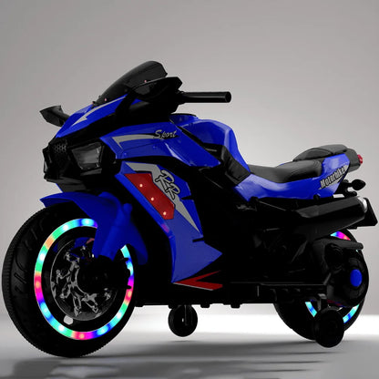 Zogymoz Kids Ride on Motorcycle, Kids Motorcycle for 3-6 Years, 12V Electric Motorcycle with Light Wheel & Bluetooth Music-Blue