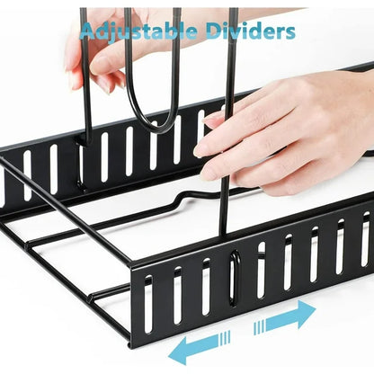 Techvida Pot Rack Organizer, 8-Tier Kitchen Pot and Pan Organizer with 4 Hooks, Adjustable Pot Organizer for Cabinet,Pot Pan Rack under Sink Organizers and Storage