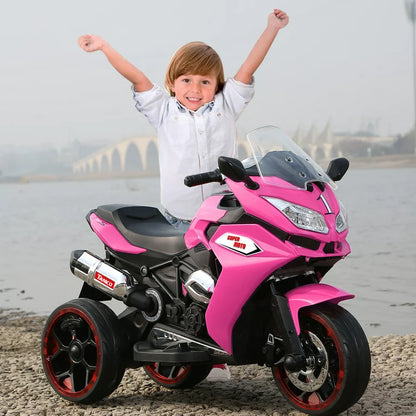 WUBEN 12V Electric Motorcycle for Kids Battery Powered Ride on Motorbike for Child with Light Wheels