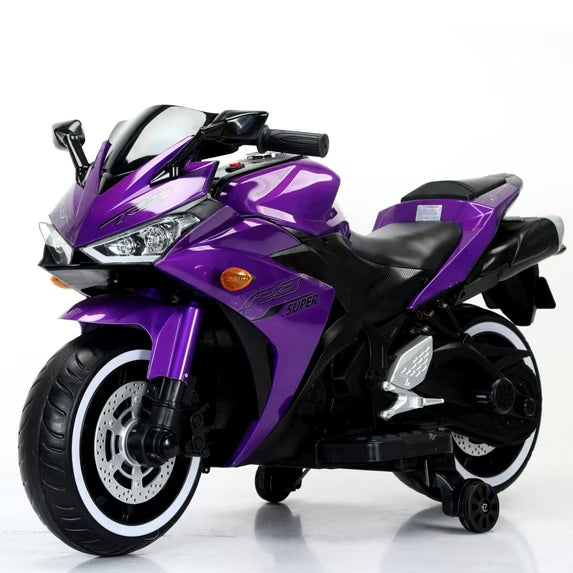 HNH 12V Ride on Motorcycle for Kids 3-8 Yeas, Battery Powered Dirt Bike for Child Electric Motorcycle with Light Wheels,Bluetooth, 4Mph