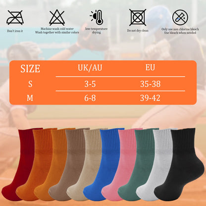 YOMYM 10 Pairs Socks Womens Crew Elastic Ankle Cotton Socks Aesthetic Lightweight Low Cut Gifts for Women