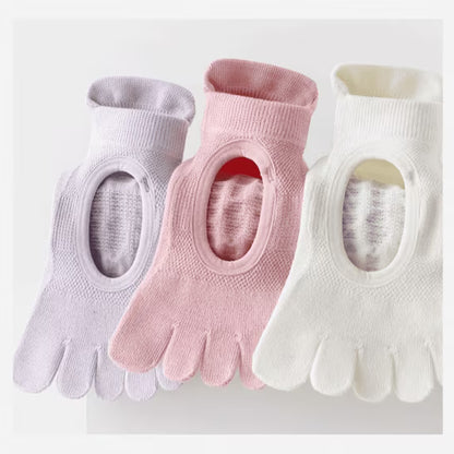 YOMYM 6 Pairs Grip Pilates Socks for Women, Non-slip Yoga Athletic Socks for Barefoot