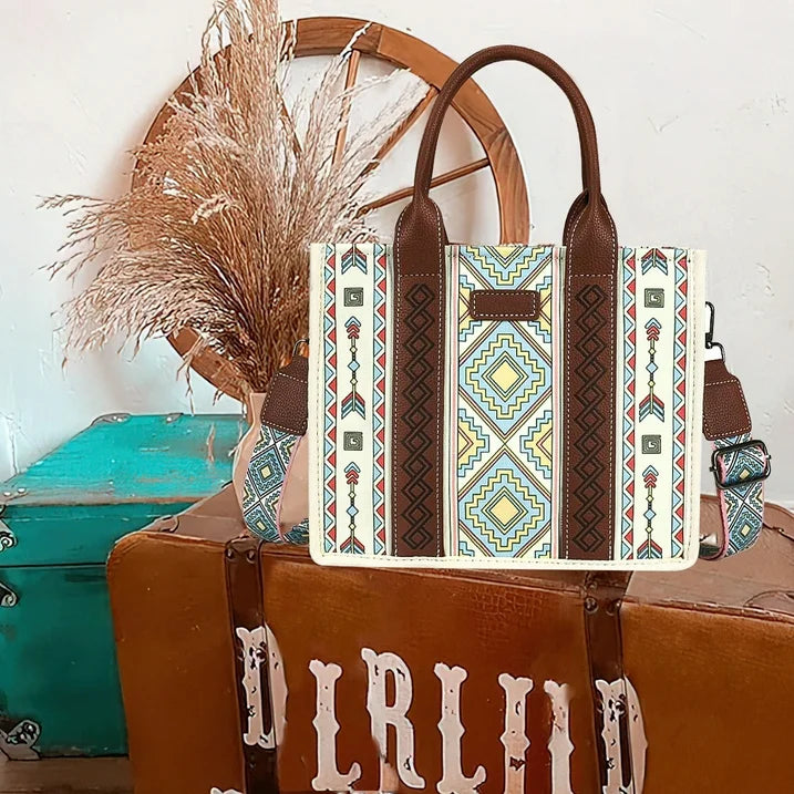 HONGLONG Women Handbags Boho Tote Bag Shoulder Bag Top Handle Satchel Purse Beige-blue