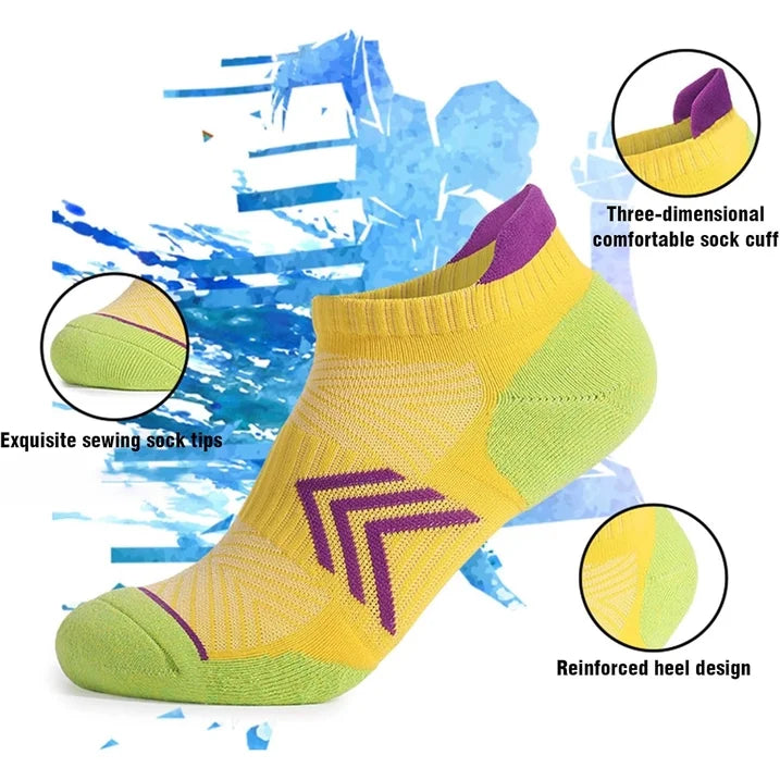 YOMYM Ankle Hiking Running Socks for Women Compression Thick Athletic Cushion Breathable No Show Socks 6 Pairs