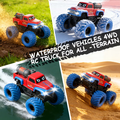 ZOGYMOZ 1:16 Waterproof Rc Car, Amphibious Remote Control Car, 4WD All Terrain Off-Road Monster Truck Toy for Kids Gifts Presents