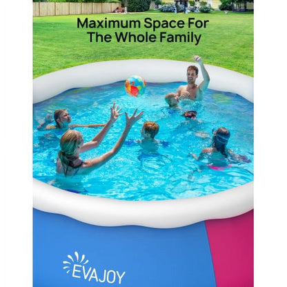EVAJOY Swimming Pool Above Ground Pool Easy Set Blow Up Pool Kiddie Pool Inflatable Top Ring Swimming Pools for Adults Family Backyard Outdoor with Pool Cover 15ft*35in