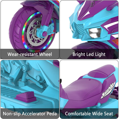 HNH 12V Ride on Motorcycle for Kids, Electric Motorcycle with Music, Bluetooth, Lights, Training Wheels