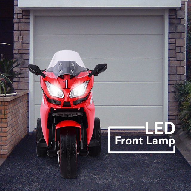 WUBEN 12V Kids Motorized Ride on Toys for Child 3 Wheeler Electric Motorcycle for Kids with Light Wheels