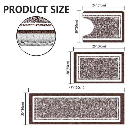 TECHVIDA Bathroom Rugs 3pcs Set,Non-Slip Ultra Soft Bath Rugs,Machine Washable,Water Absorbent,Dark Brown