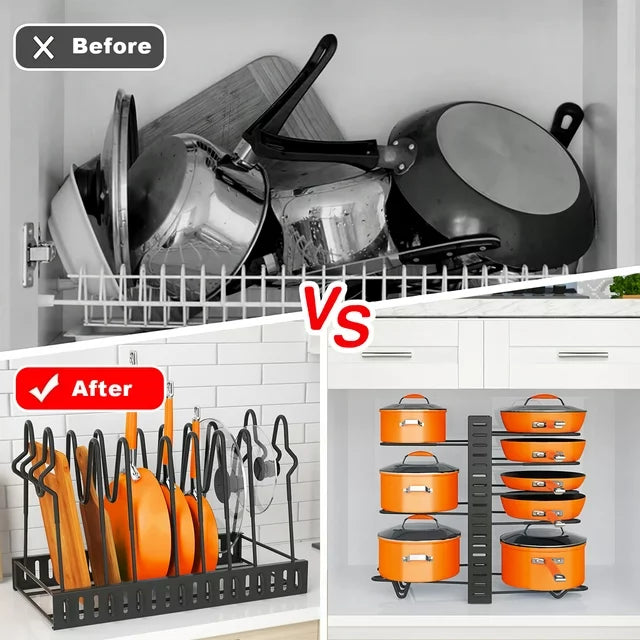 Werseon Pot and Pan Rack, Pot Rack Organizers, 2 Pack Kitchen Organization & Storage Rack, Adjustable Pot Lid Holders & Pan Rack