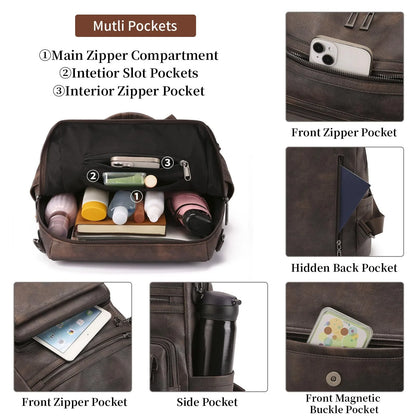 HONGLONG Women's Backpacks Purses Multipurpose Design Handbags Shoulder Bags PU Leather Travel Bags Backpacks