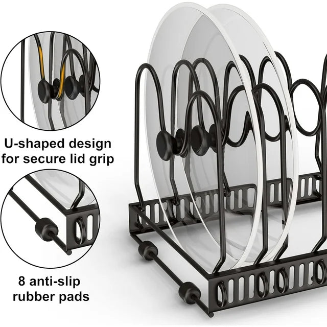 Werseon Expandable Pot Lid Organizer, Adjustable Pot Lid Holders for Cabinet, Pots and Pans Lid Rack,
