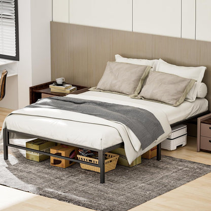 TECHVIDA Heavy Duty Metal Twin Bed Frame with Under Bed Storage - 14 Inches High, Sturdy Steel Slat Support, No Box Spring Required, Platform Bed Frame