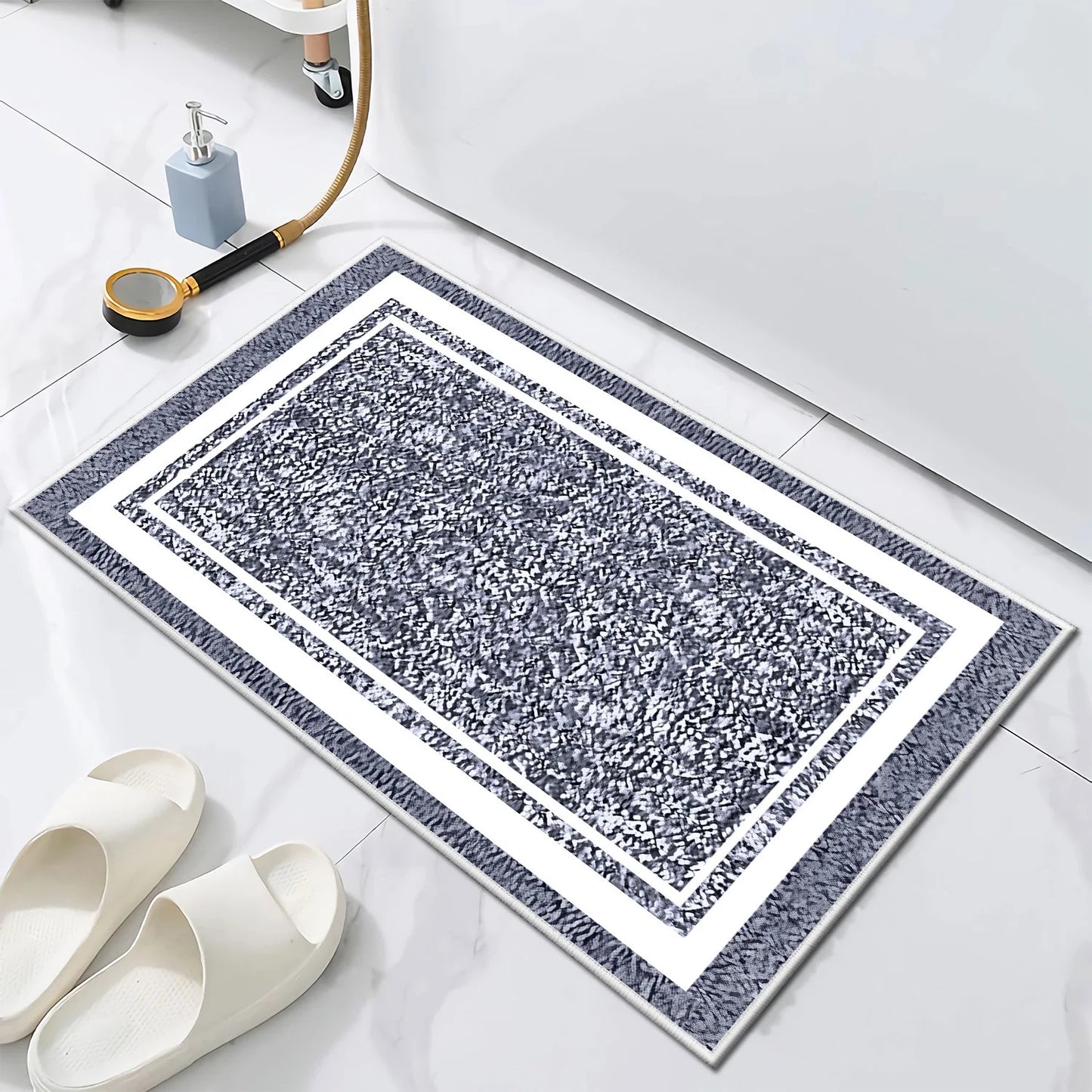 TECHVIDA Bathroom Rugs 3pcs Set,Non-Slip Ultra Soft Carpet,Bath Rugs,Water Absorbent,Machine Washable,Dark Grey