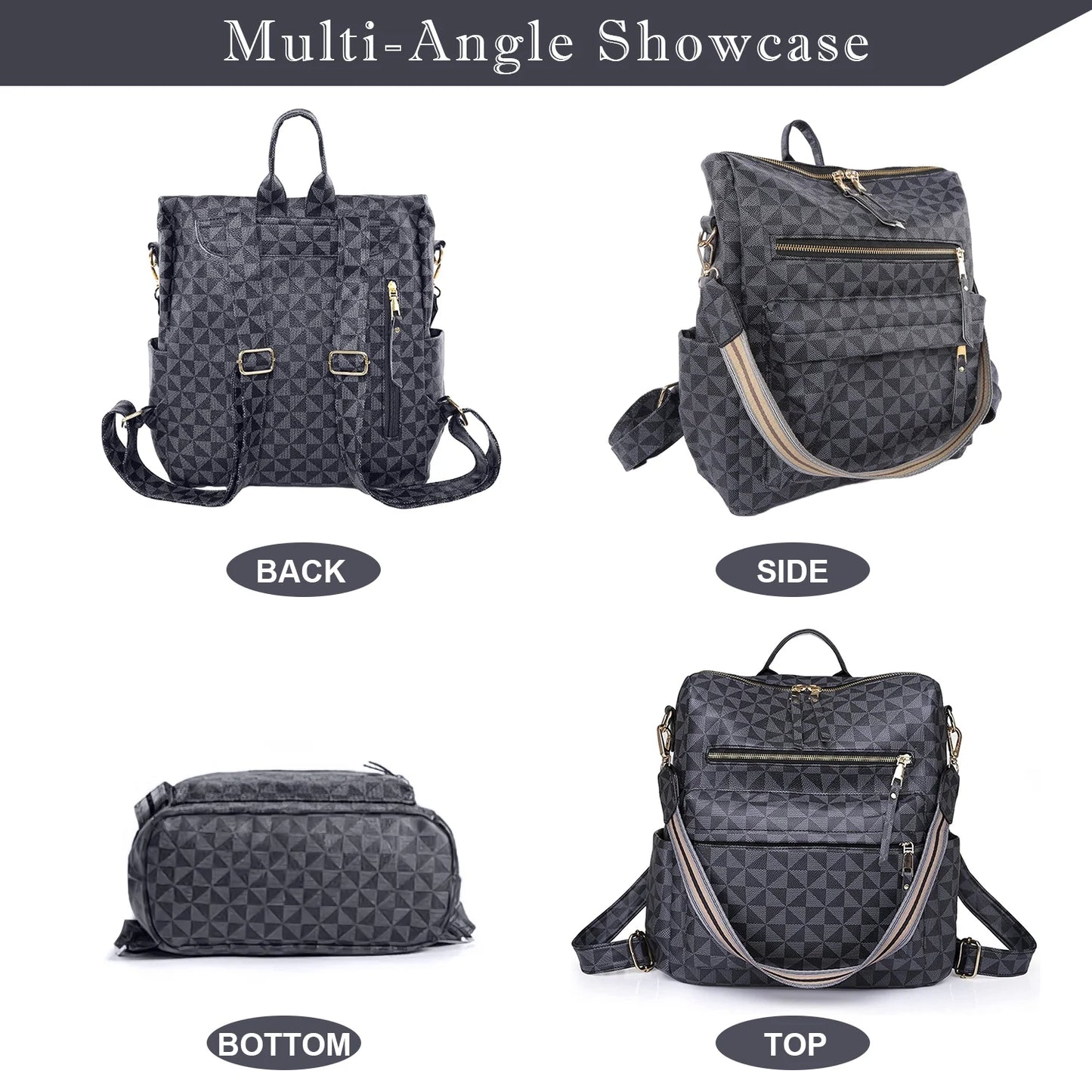 YOMYM Womens Backpack Purse Leather Travel Fashion Convertible Large Ladies College Shoulder Bag