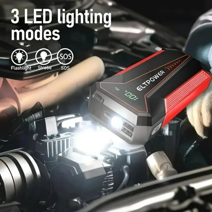Bangben 20000mAh Car Battery Jump Starter with Dual USB Quick Charge and LED Light Black