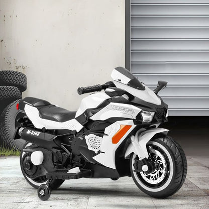 12V Motorcycle for Girls Boys Ride on Motorcycle with LED Lights and Music Kids Electric Motorcycle for Children-White