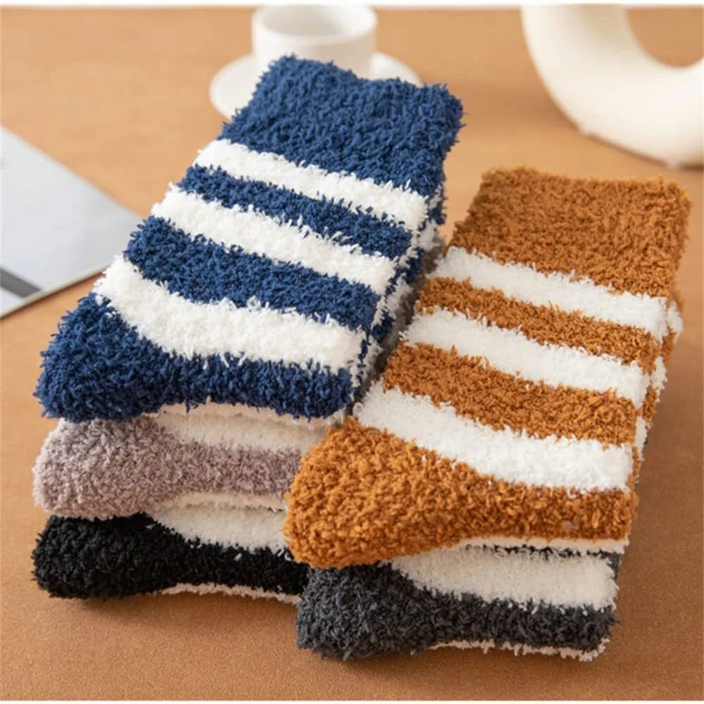YOMYM 5 Pairs Fuzzy Socks Warm Socks Soft Non Slip Slipper Socks for Womens