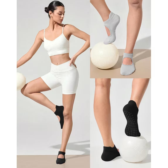 YOMYM Yoga Socks Non Slip Skid Socks with Grips Pilates Ballet Barre Socks for Women
