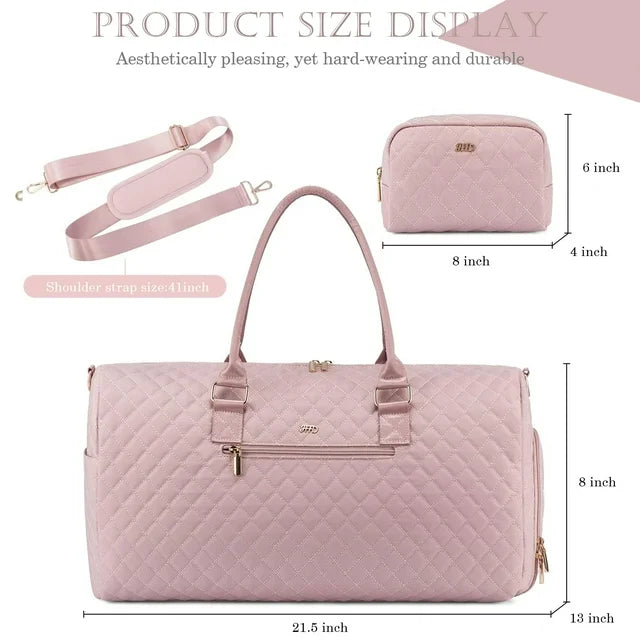YOMYM Travel Duffle Bag for Travel Weekender Bag with Shoe Compartment Carry On Overnight Bag for Women with Toiletry Bag